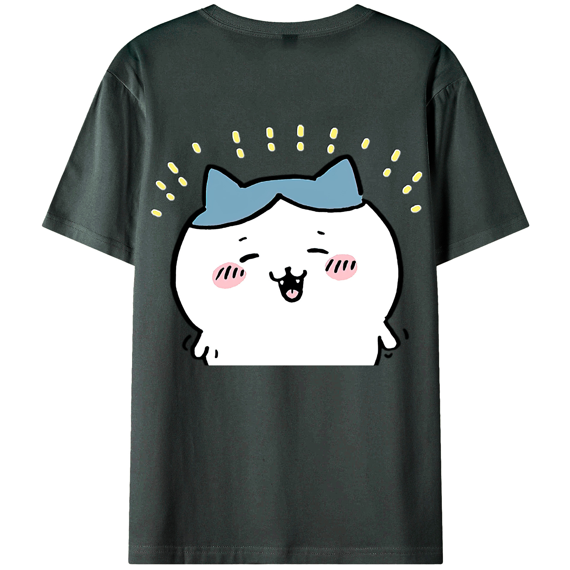 （画像用） ちいかわ ハチワレ Chii-kawa hachiware 綿100％ メンズ半袖Tシャツ（バックプリント） 通気性